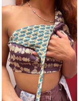 Μεταξωτό halter top διπλής όψης 