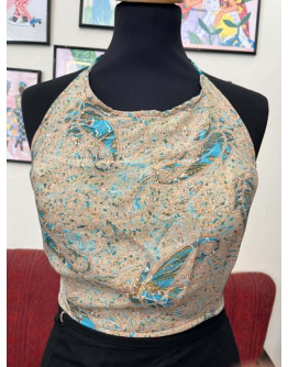 Μεταξωτό halter top διπλής όψης 
