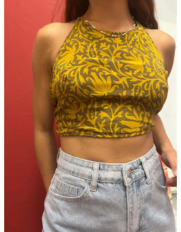 Μεταξωτό halter top διπλής όψης 