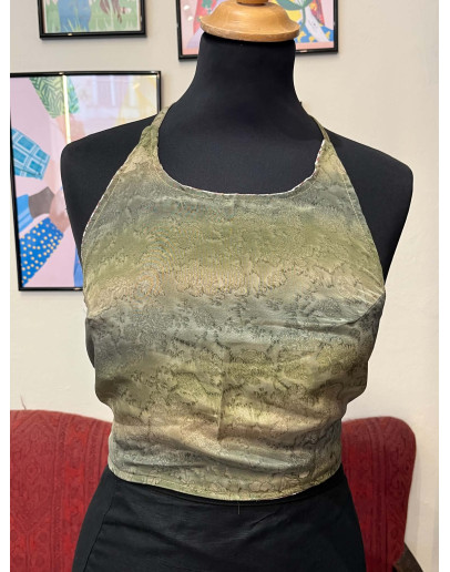 Μεταξωτό halter top διπλής όψης 