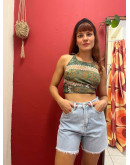 Μεταξωτό halter top διπλής όψης 