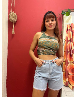 Μεταξωτό halter top διπλής όψης 