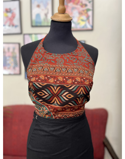 Μεταξωτό halter top διπλής όψης 