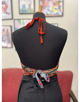 Μεταξωτό halter top διπλής όψης 