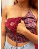 Μεταξωτό halter top διπλής όψης 