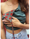 Μεταξωτό halter top διπλής όψης 
