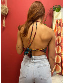 Μεταξωτό halter top διπλής όψης 