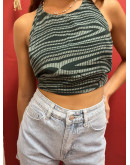 Μεταξωτό halter top διπλής όψης 