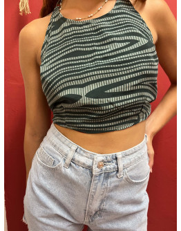 Μεταξωτό halter top διπλής όψης 