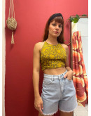 Μεταξωτό halter top διπλής όψης 