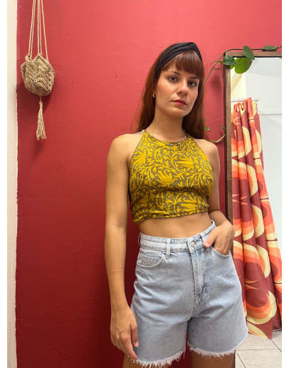 Μεταξωτό halter top διπλής όψης 