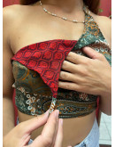 Μεταξωτό halter top διπλής όψης 