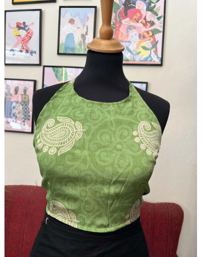 Μεταξωτό halter top διπλής όψης 