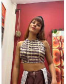 Μεταξωτό halter top διπλής όψης 
