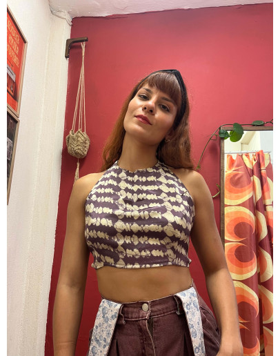 Μεταξωτό halter top διπλής όψης 