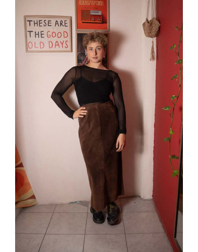 Vintage leather suede skirt M