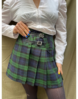 Vintage wrap woolen plaid skirt S
