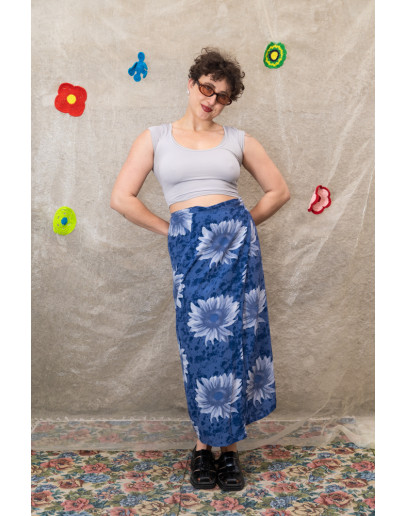 Vintage εμπριμέ wrap φούστα maxi 