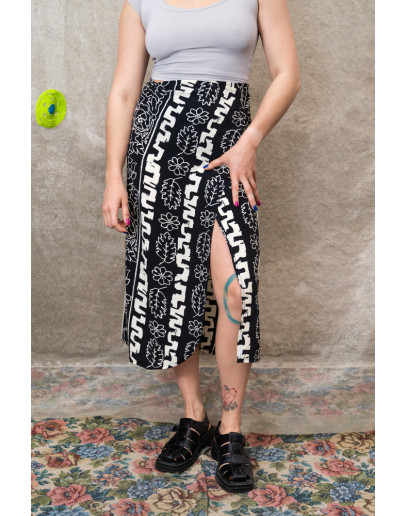 Vintage εμπριμέ wrap φούστα maxi 