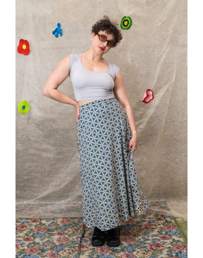 Vintage printed wrap skirt maxi