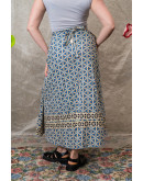 Vintage printed wrap skirt maxi