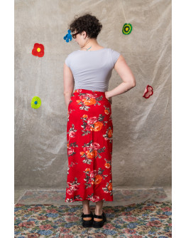 Vintage printed wrap skirt XL