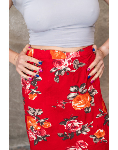 Vintage printed wrap skirt XL