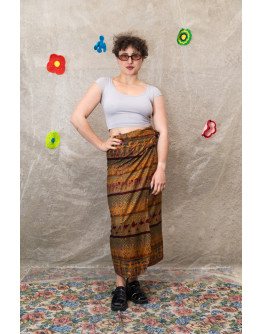 Vintage printed wrap skirt maxi
