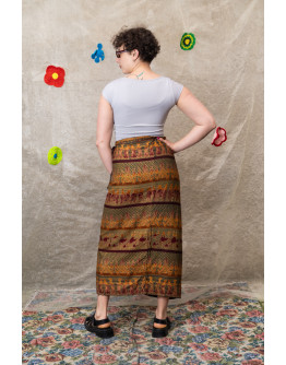 Vintage printed wrap skirt maxi