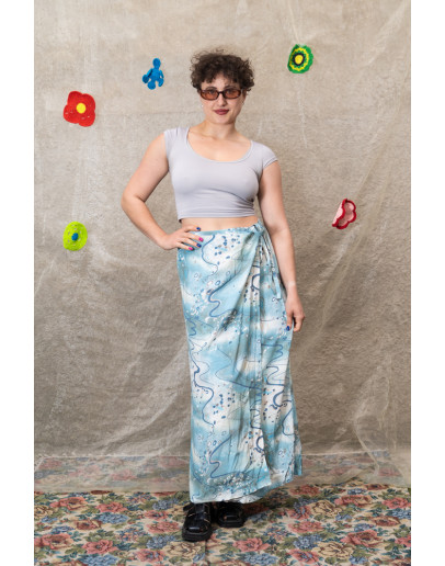 Vintage printed wrap skirt maxi
