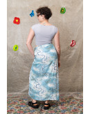 Vintage printed wrap skirt maxi