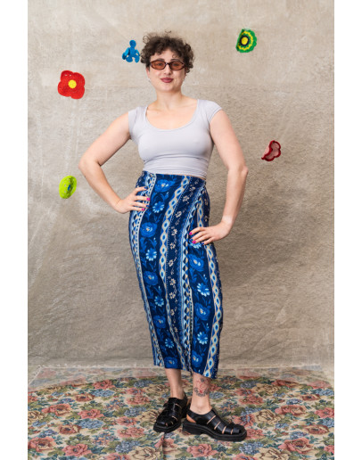 Vintage εμπριμέ wrap φούστα maxi 