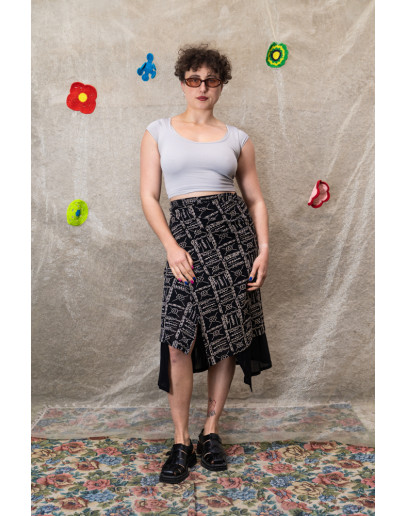 Vintage printed wrap skirt maxi