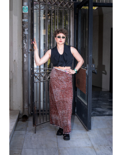Vintage batik wrap φούστα maxi 