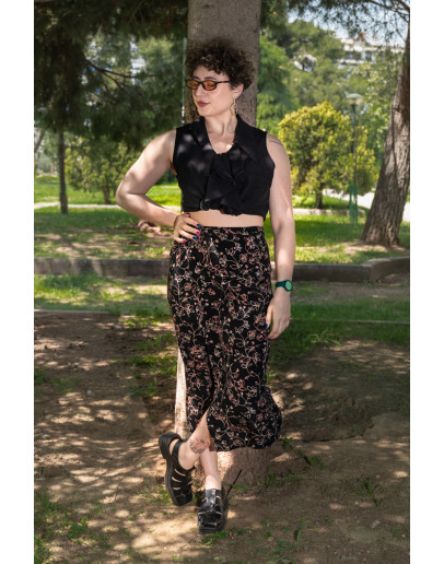 Vintage εμπριμέ wrap φούστα maxi 