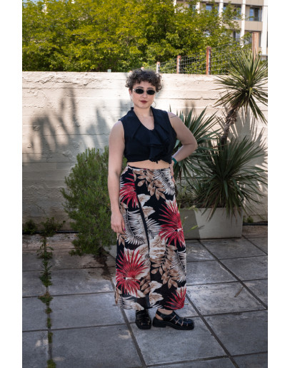 Vintage εμπριμέ wrap φούστα 