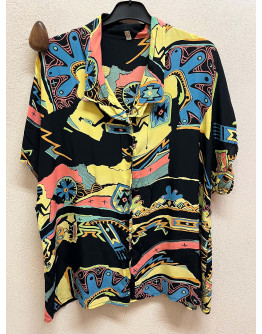 Vintage 80's εμπριμέ πουκάμισο XL