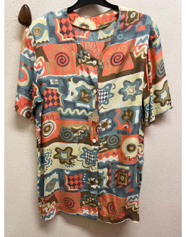 Vintage 90's εμπριμέ πουκάμισο XL