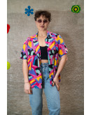 Vintage silk printed top XL