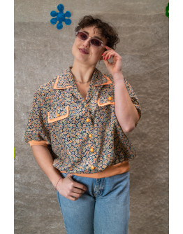 Vintage μεταξωτό φλοράλ τοπ XL