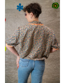 Vintage silk floral top XL