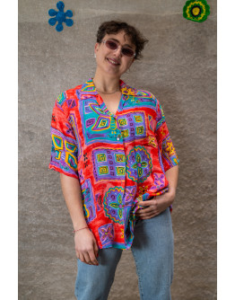 Vintage 90's εμπριμέ πουκάμισο oversized