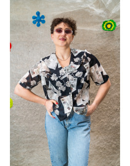 Vintage 90's εμπριμέ πουκάμισο M