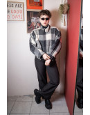 Vintage woolen plaid bomber jacket M