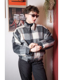 Vintage woolen plaid bomber jacket M