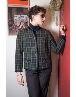 Vintage woollen plaid blazer M