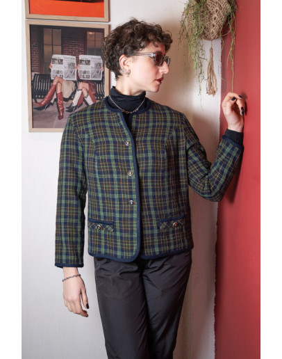 Vintage woollen plaid blazer M