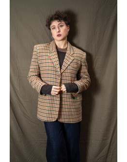 Vintage μάλλινο καρό σακάκι L