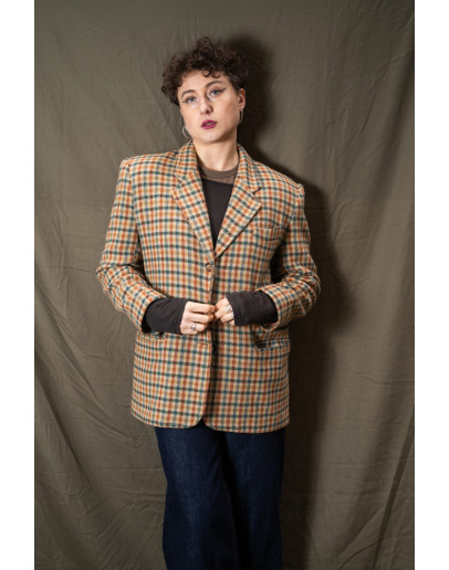 Vintage μάλλινο καρό σακάκι L